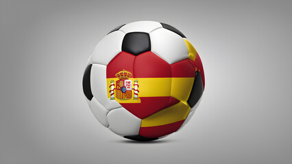 Obraz premium The symbolic power of success and victory. soccer ball on Spain flag background. Generative Ai.