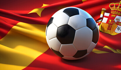 Naklejka premium The symbolic power of success and victory. soccer ball on Spain