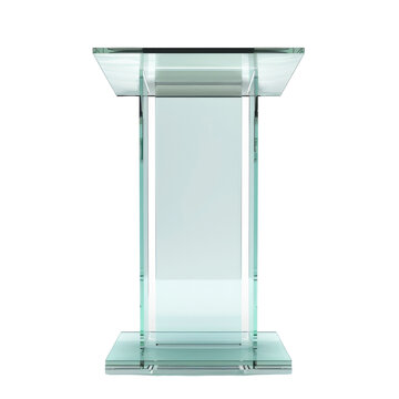 A Close-Up: Sleek Glass Lectern Isolated On Transparent Background