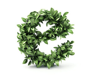 Green Leaf "e" Sign Isolated on White Background (generative AI)