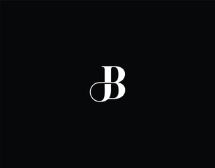 Letter JB or BJ cross line logo design with black background. 