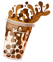 Boba Milk Tea Splashing - Chocolate Bubble Tea 