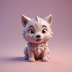 a close up of a small toy dog sitting on a blue surface