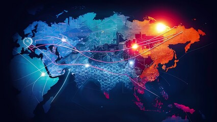 Colorful global network with tech-driven innovation and connectivity.