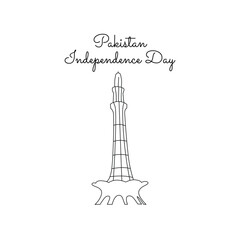 line art of Pakistan Independence Day good for Pakistan Independence Day celebrate. line art.