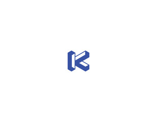 Letter K logo 3D isometric lines geometric shape template design vector