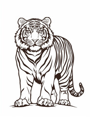 Tiger Stripes: Simple Line Art Coloring Page - Line Art  - Simple Patterns - Printable pages - Coloring Pages for All Ages - Black and white 
