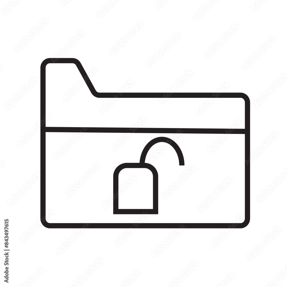 Poster unlock folder icon, suitable for security and file access themes