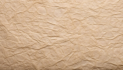 Fototapeta premium Natural beige paper with rough texture, creases, crumpled, wrinkled, rustic, natural and tactile background.