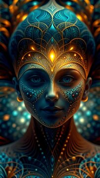 Supreme God of artificial intelligence. Seamless loop of an extraterrestrial being with mental powers. Virtual divinity of humanity.