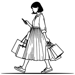 Fashion Woman Shopping Illustration.