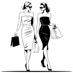 Fashion Woman Shopping Illustration.