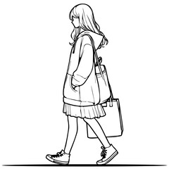 Fashion Woman Shopping Illustration.