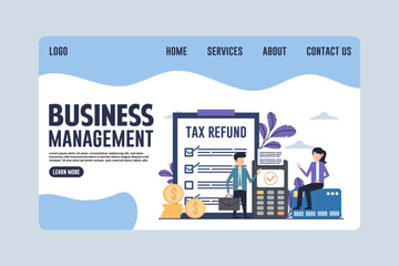Landing Page Business Management Design Concept Illustration
