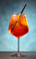 Glass of aperol spritz cocktail
