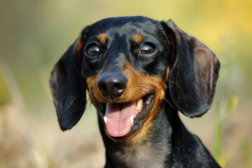 Adorable smiling Dachshund dog with a happy expression on a white background in a studio shot - Generative ai