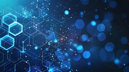 Digital technology background. Abstract hexagons background with lines and dots. Design for science, medicine or technology