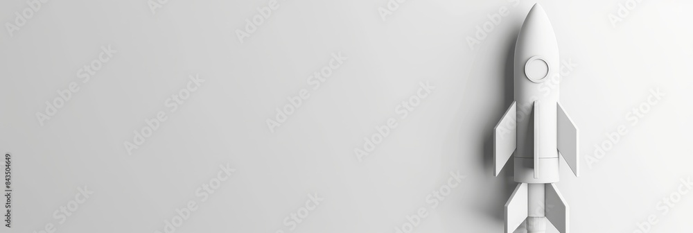 Poster paper rocket on a white background - a simplistic paper rocket design presented against a clean whit