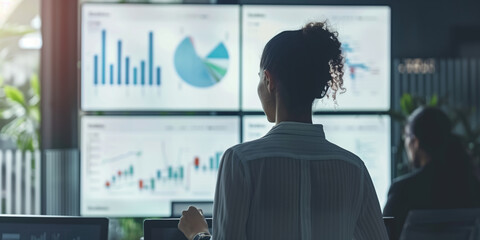 A person measuring business results and communicating it to their team in the boardroom