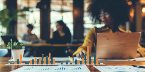 A person measuring business results and communicating it to their team in the boardroom