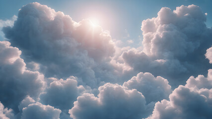 Beautiful blue clouds at blue sky, abstract background, fluffy blue clouds at sunset