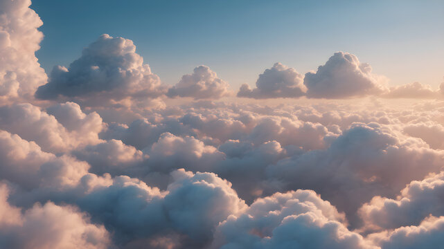 Beautiful blue clouds at blue sky, abstract background, fluffy blue clouds at sunset