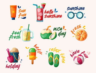 summer sticker illustration with greeting text