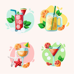 fresh summer juice illustration set
