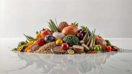 a bunch of fruits and vegetables are on a table.