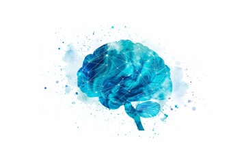 digital artwork depicting an abstract AI brain network in blue tones, combining technology and creativity. Ideal for tech and innovation themes.