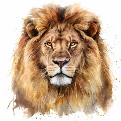 lion watercolor with white background