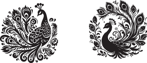 Peacock vector silhouette illustration