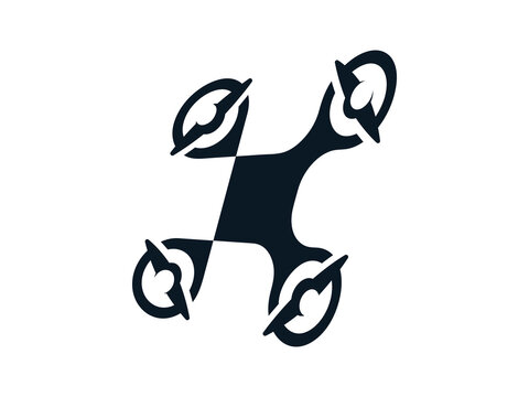 The drone logo with a perspective view created with a combination of negative space gives a simple and minimalist impression.