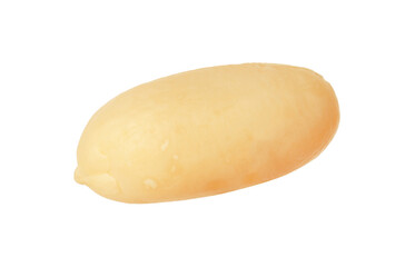 One fresh peeled peanut isolated on white