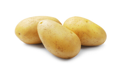 Tasty young boiled potatoes isolated on white
