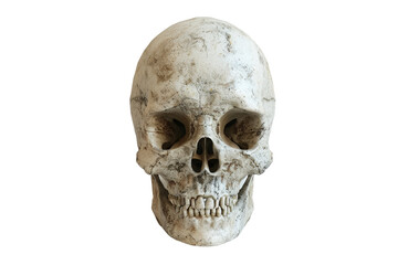 High-resolution image of a human skull isolated on a transparent background. showcasing intricate details and realistic textures.
