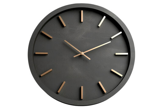 Modern minimalist black wall clock with bronze accents and simple design. Perfect for contemporary home or office decor.