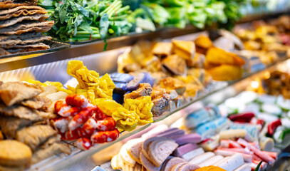 Food ingredients and dishes sold in a singapore restaurant