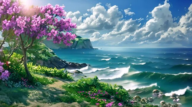 paysage ocean mer fleur mantange beautiful