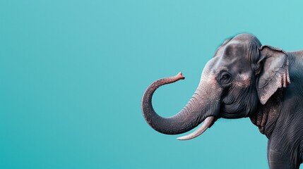 Obraz premium A cute Asian Elephant on a solid background with space above for text, Generative AI