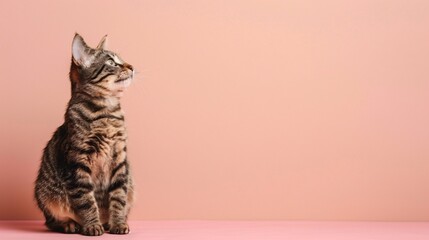 A cute Bombay sitting on a solid background with space above for text, Generative AI