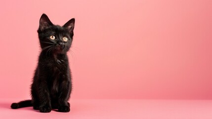 Obraz premium A cute Bombay sitting on a solid background with space above for text, Generative AI