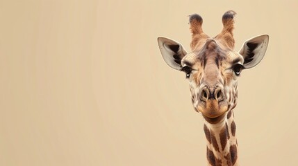 Obraz premium A cute Giraffe American Paint on a solid background with space above for text, Generative AI