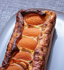 Homemade cottage cheese casserole with dried apricots 