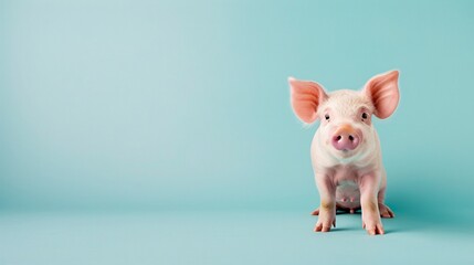 A cute Pig Pietrain on a solid background with space above for text, Generative AI
