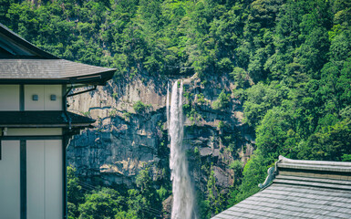 View with Nachi Waterfall located in Nachikatsuura, Wakayama, Japan