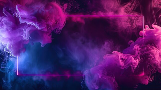 A vibrant abstract scene with neon lights and dynamic patterns. The purple and blue hues illuminate the dark, textured background, perfect for a night party or concert.