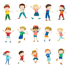 cheerful kids character design icon
