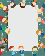 kindergarten paper layout design background with illustration kids
