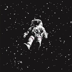 Astronaut silhouette in outer space illustration template design